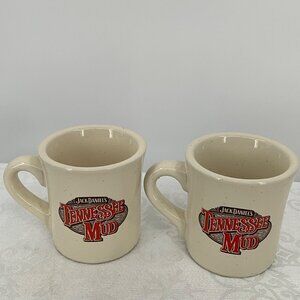 Jack Daniels Tennessee Mud Ceramic Coffee‎ Mugs Set Of 2 Brown Speckled 3.5"